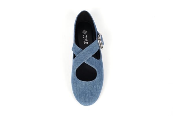 Elegant Denim Flats with Comfortable Buckle Detail - Image 6